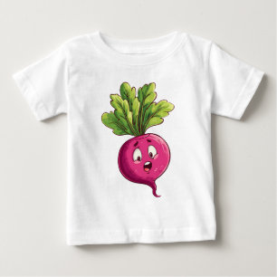 Camiseta Para Bebê Beterraba Rosa Fofa em Desenho Animado com Express