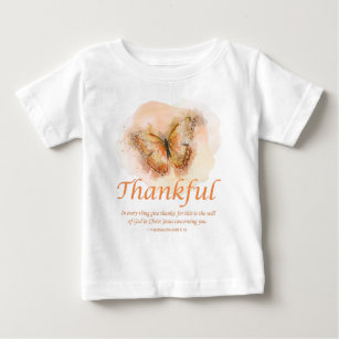 Camiseta Para Bebê Bíblia de borboleta cristã das mulheres Verso: Obr