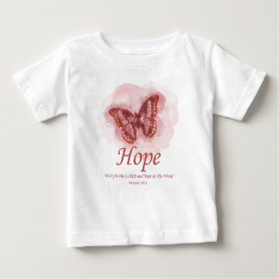 Camiseta Para Bebê Bíblia de borboleta cristã de mulheres Verso:Esper
