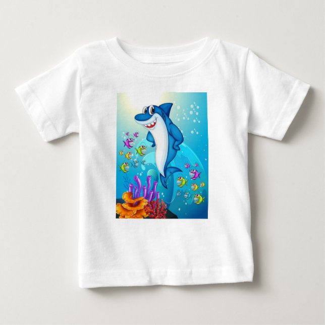 Camiseta Para Bebê Bicho de Peixe Cinto Submarino (Frente)