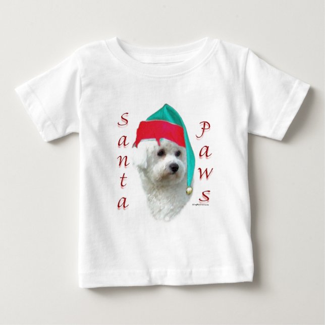 Camiseta Para Bebê Bichon Frise Papais noeis Paws (Frente)