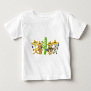 Camiseta Para Bebê Bichos mexicanos da festa