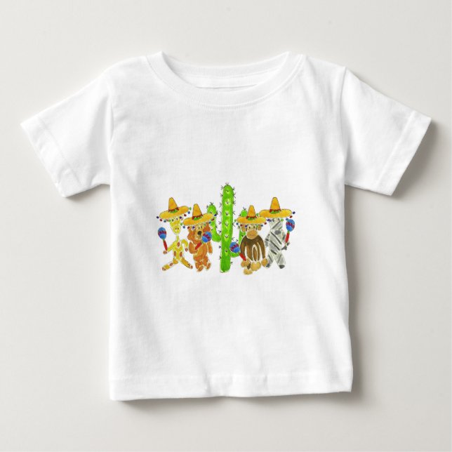 Camiseta Para Bebê Bichos mexicanos da festa (Frente)