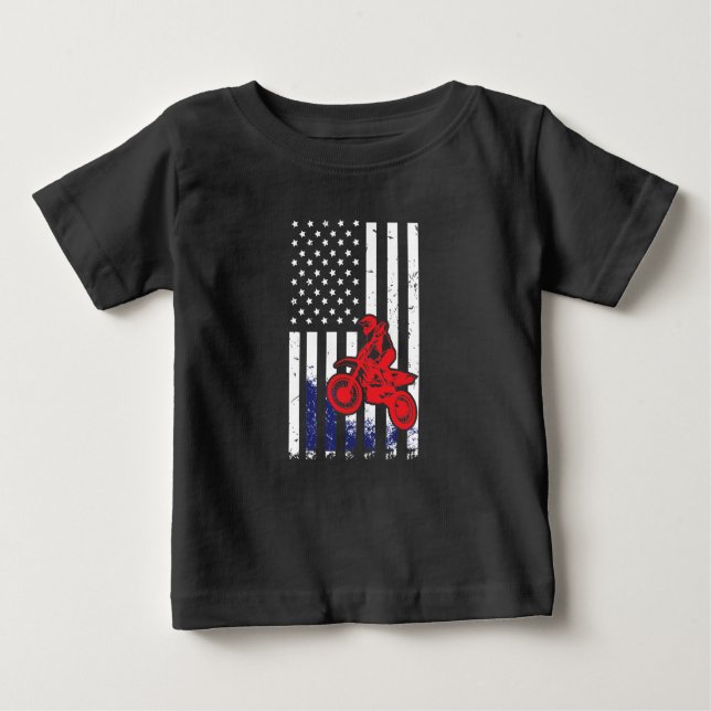 Camiseta Para Bebê Bicicleta da sujeira da bandeira americana do (Frente)