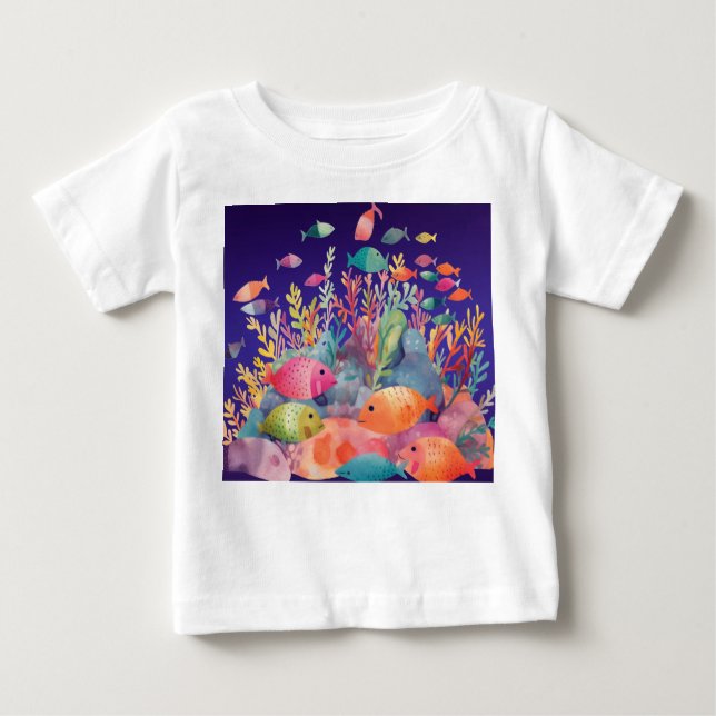 Camiseta Para Bebê Bicicleta de peixe bonito (Frente)