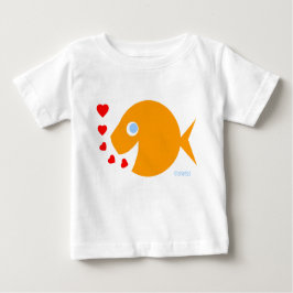 Camiseta Para Bebê Bicicleta de Peixe Goldfish, Olhos Azuis e Bonitos