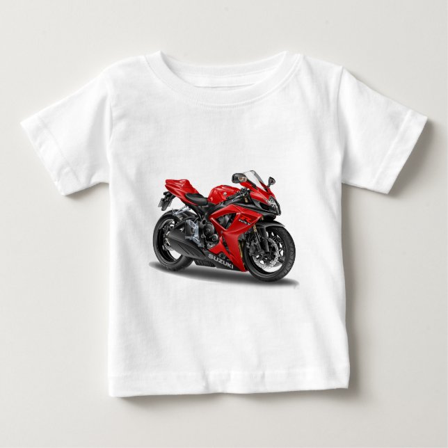 Camiseta Para Bebê bicicleta do vermelho do suzuki GSX-R600 (Frente)