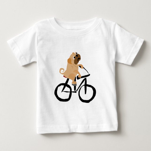 Camiseta Para Bebê Bicicleta engraçada da equitação do cão de filhote (Frente)