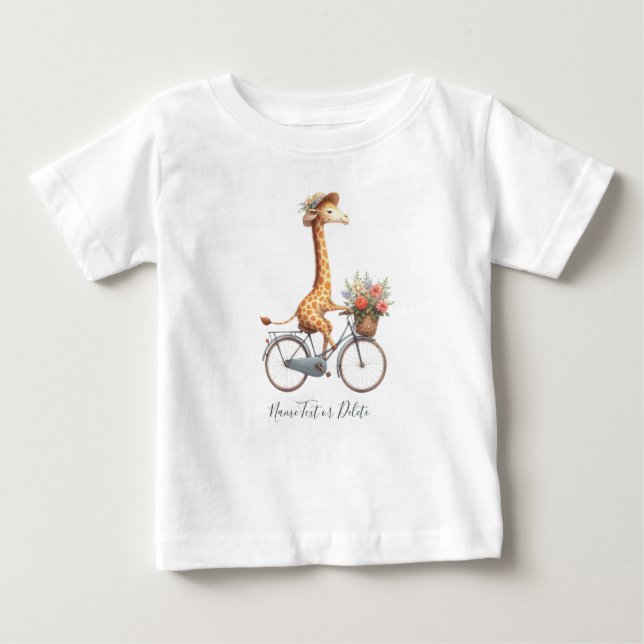 Camiseta Para Bebê Bicicleta Girafa T-Shirt (Frente)