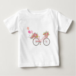 Camiseta Para Bebê Bicicleta Rosa Whimsical