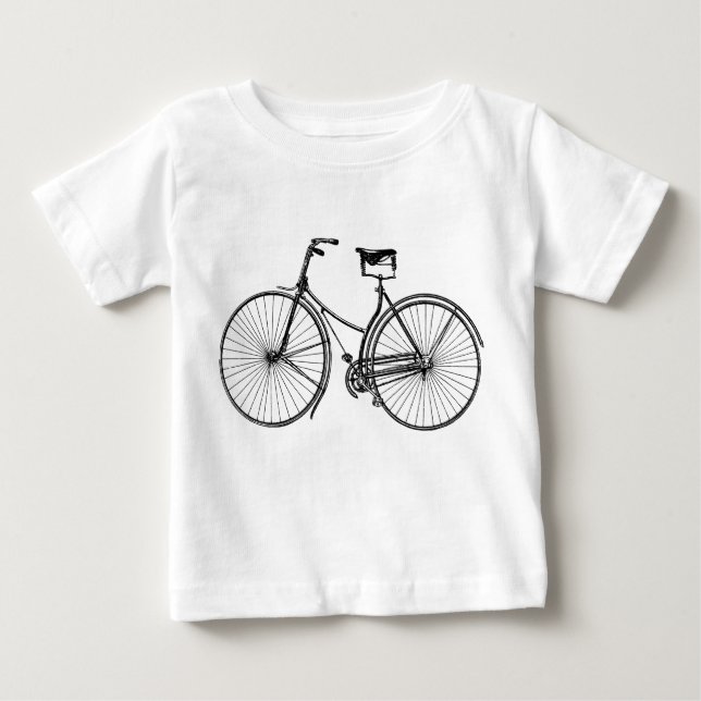 Camiseta Para Bebê Bicicleta Vintage - Preto (Frente)