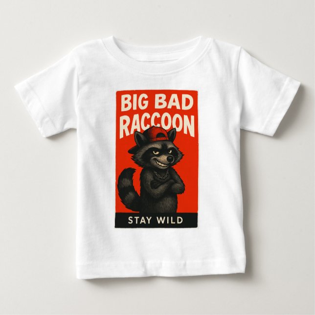 Camiseta Para Bebê Big Bad Raccoon – Funny Wild Animal (Frente)