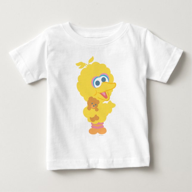 Camiseta Para Bebê Big Bird Segurando Urso de Teddy (Frente)