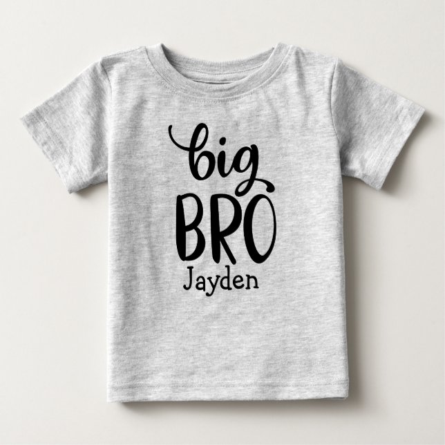 Camiseta Para Bebê Big Bro T-Shirt Grande Irmão Personalizado com Nom (Frente)