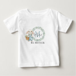 Camiseta Para Bebê Big Brother Bunny Shirt Personalized Blue Floral
