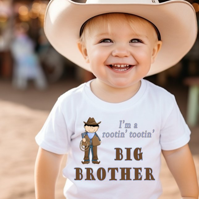 Camiseta Para Bebê Big Brother Cute Cowboy Rootin' Tootin' (Criador carregado)