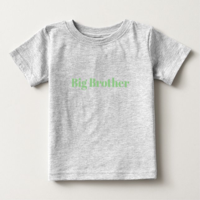 Camiseta Para Bebê Big Brother nome personalizado texto fofo Bebê (Frente)