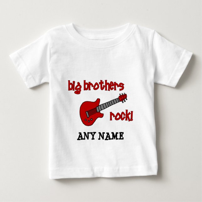 Camiseta Para Bebê Big Brothers Rock com guitarra (Frente)