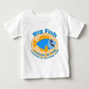 Camiseta Para Bebê Big Fish Acredita em Deus