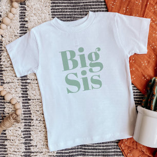Camiseta Para Bebê Big Sis   Sage Matching Sibling Family