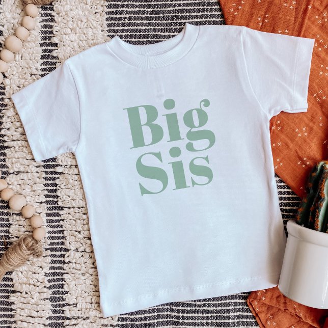 Camiseta Para Bebê Big Sis | Sage Matching Sibling Family (Criador carregado)