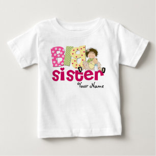 Camiseta Para Bebê Big Sister Brunette Personalizado T-Shirt