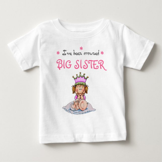 Camiseta Para Bebê big sister crowned (Frente)