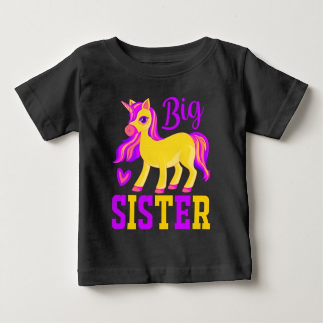 Camiseta Para Bebê Big Sister Magical Unicorn (Frente)
