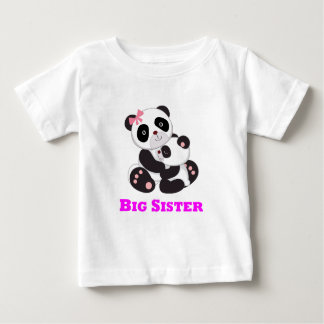 Camiseta Para Bebê Big Sister Panda