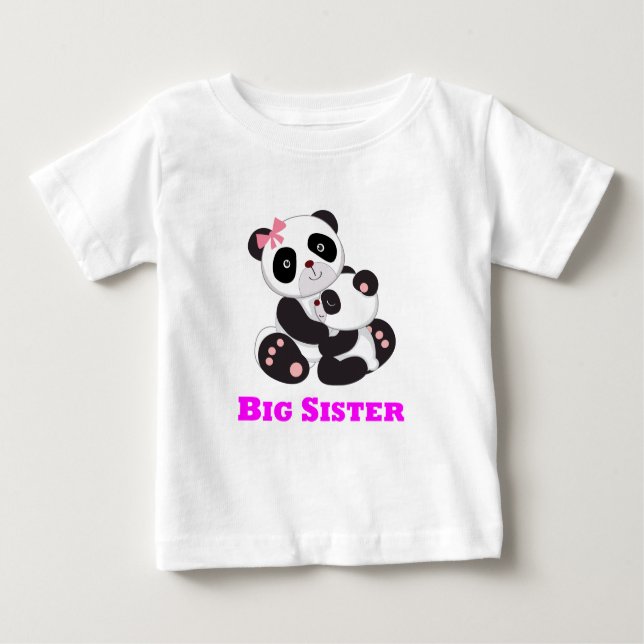 Camiseta Para Bebê Big Sister Panda (Frente)