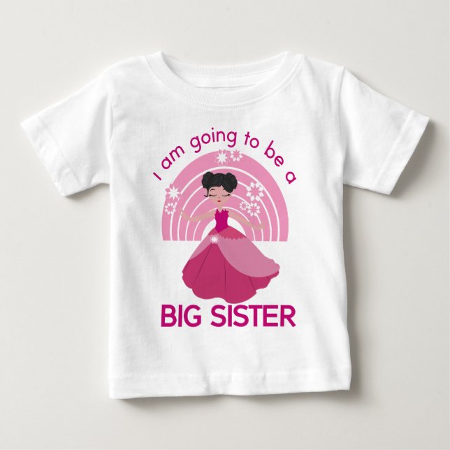Camiseta Para Bebê Big Sister Princesa (Frente)