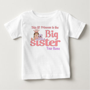 Camiseta Para Bebê Big Sister Princesa Personalizada T-Shirt
