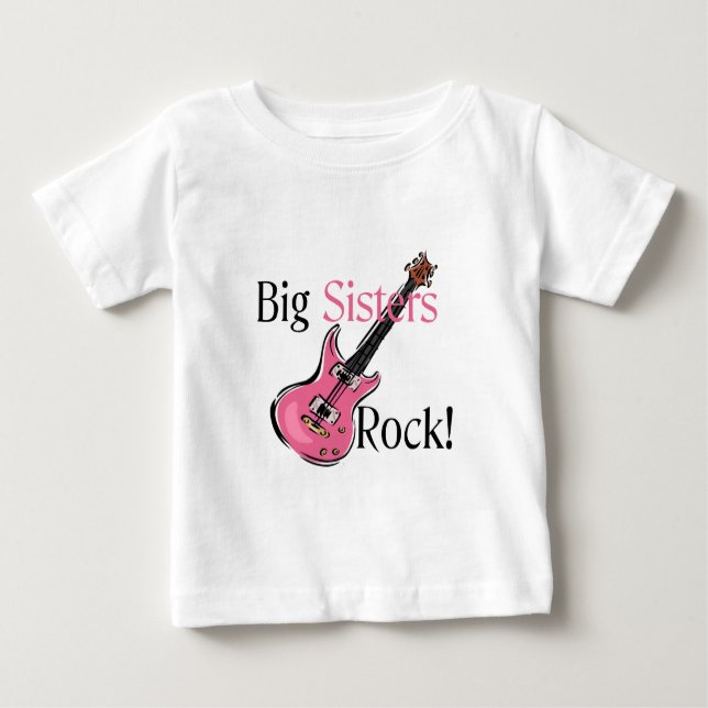 Camiseta Para Bebê Big Sisters Rock (Frente)