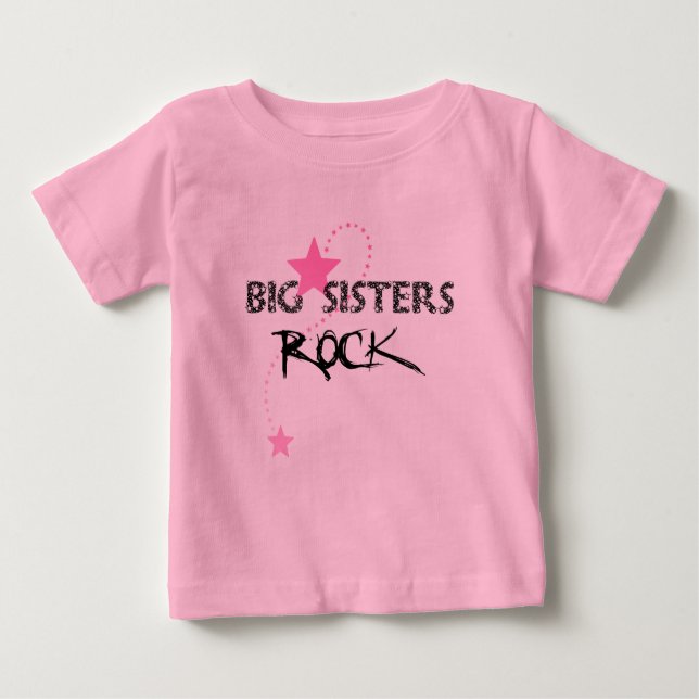Camiseta Para Bebê Big Sisters Rock Toddler Long Sleeve (Frente)