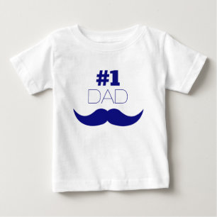 Camiseta Para Bebê Bigode azul do pai #1 - número um