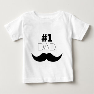 Camiseta Para Bebê Bigode do preto do pai #1 - número um