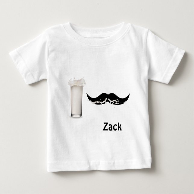 Camiseta Para Bebê Bigode Leite Personalizado (Frente)