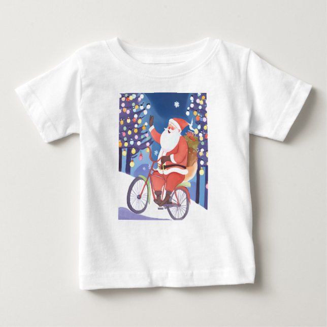 Camiseta Para Bebê Biker santa claus (Frente)
