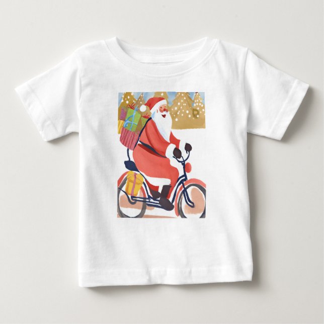 Camiseta Para Bebê Biker santa claus (Frente)