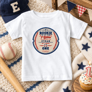 Camiseta Para Bebê Bilhete de Beisebol Crochê para 1º Aniversário de
