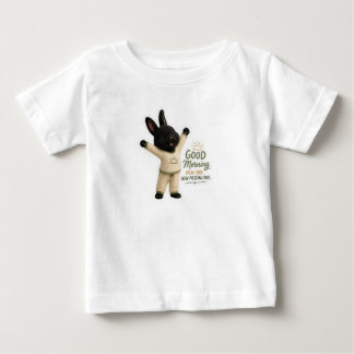 Camiseta Para Bebê Billy Alongamento Matinal Coelhinho Preto Rex Fofo