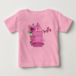 Camiseta Para Bebê Birdagem Floral Rosa