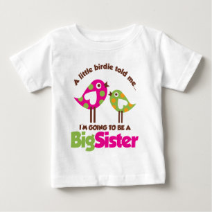 Camiseta Para Bebê Birdie Vai Ser Uma Irmã Grande