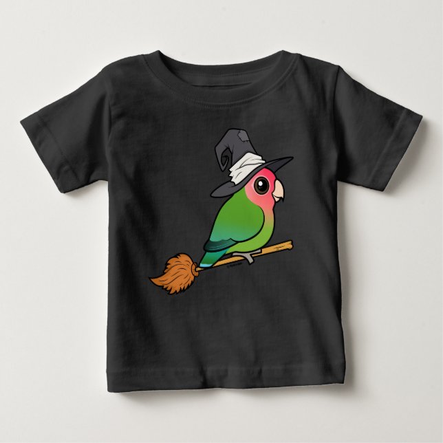 Camiseta Para Bebê Birdorable Peach-faced Lovebird Halloween Witch (Frente)