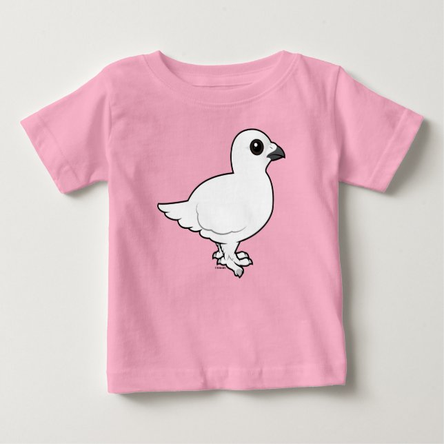 Camiseta Para Bebê Birdorable Willow Ptarmigan, inverno (Frente)