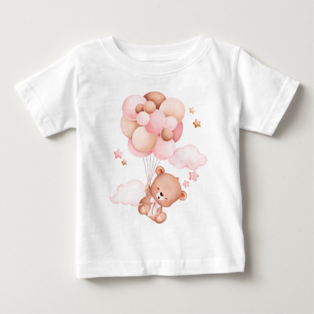 Camiseta Para Bebê Birthday Bear Bash: Celebração de Balões Toddler (Frente)