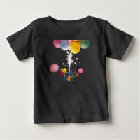 Birthday Boy Colorful Baby T-Shirt com Balões D