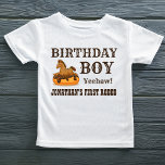 Camiseta Para Bebê Birthday Boy Horse em uma T-Shirt Rosquinha<br><div class="desc">🤠 🍩 fazer do dia especial dele um sucesso de um ano! Nossa equipe para o cowboy que está pronto para se divertir! Adorável cavalo bebê em uma rosquinha porque todo aniversário precisa de um borrão de doçura! Divertido e confortável, perfeito para o rodeio de aniversário, ♡ Veja mais deste...</div>
