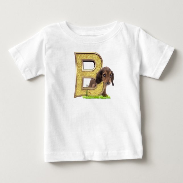 Camiseta Para Bebê Birthday-Capital Monograma - letra B (Frente)