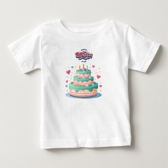 Camiseta Para Bebê Birthday Celebration Time Let’s Party (Frente)